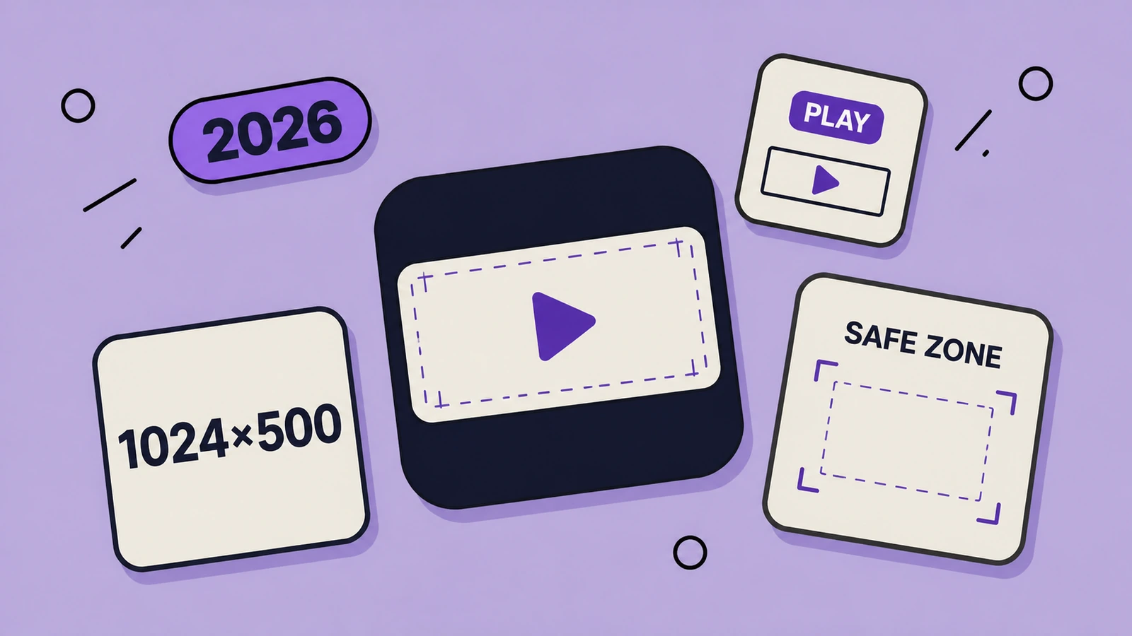Light Google Play feature graphic design board showing a 1024 by 500 banner and safe focal zone